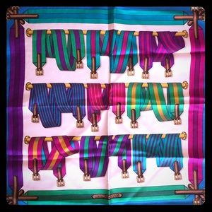 Hermes Carre 90 J.METZ Les Sangles 100% Silk Scarf